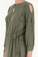 Khaki Window sleeve maxi dress 92265