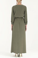 Khaki Window sleeve maxi dress 92265