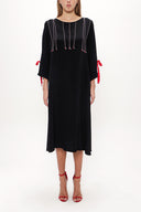 Black Fancy seam wide cut midi dress 92280