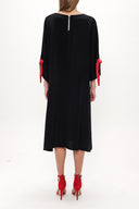 Black Fancy seam wide cut midi dress 92280