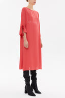 Red Fancy seam wide cut midi dress 92280