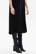 Black Wide cut  short sleeve midi dress  92285