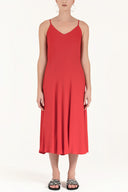Red Strappy V-neck midi dress 92296