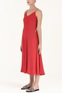 Red Strappy V-neck midi dress 92296