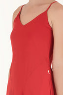 Red Strappy V-neck midi dress 92296