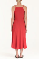 Red Strappy V-neck midi dress 92296