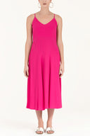 Fuchsia Strappy V-neck midi dress 92296