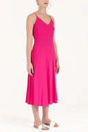 Fuchsia Strappy V-neck midi dress 92296