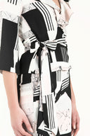 Black Ruffled  wrap-over  midi suit 92297