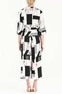 Black Ruffled  wrap-over  midi suit 92297