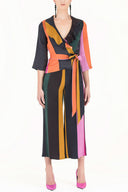 Striped Ruffled  wrap-over  midi suit 92297