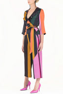 Striped Ruffled  wrap-over  midi suit 92297