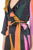 Striped Ruffled  wrap-over  midi suit 92297
