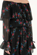 Black Ruffled off shoulder, chiffon  maxi dress 92303