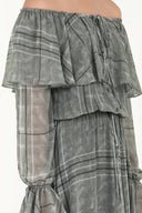 Smoked Ruffled off shoulder, chiffon  maxi dress 92303