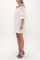 White Off shoulder  lace  mini dress  92307