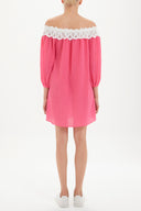 Pink Off shoulder  lace  mini dress  92307