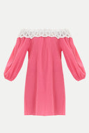 Pink Off shoulder  lace  mini dress  92307