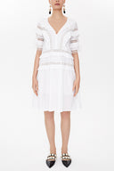 White Lace and ruffled midi dress 92311