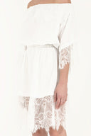 White Laced and elastic midi dress 92313