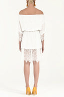 White Laced and elastic midi dress 92313