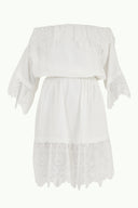 White Laced and elastic midi dress 92313