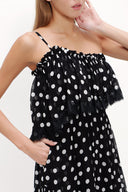 Black Belted  and lace  strapless midi dress  92315