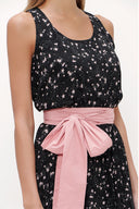 Black Belt detail Printed maxi dress 92316