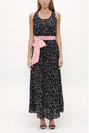 Black Belt detail Printed maxi dress 92316