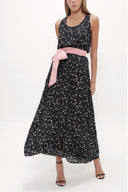 Black Belt detail Printed maxi dress 92316