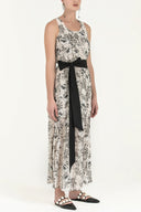 Ecru Belt detail Printed maxi dress 92316