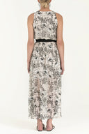 Ecru Belt detail Printed maxi dress 92316
