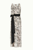 Ecru Belt detail Printed maxi dress 92316