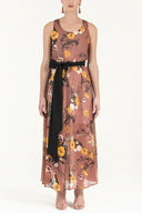 Salmon Belt detail Printed maxi dress 92316
