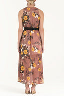Salmon Belt detail Printed maxi dress 92316