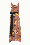 Salmon Belt detail Printed maxi dress 92316