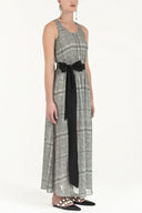 Plaid Belt detail Printed maxi dress 92316
