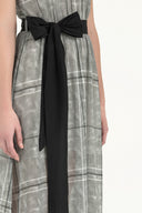 Plaid Belt detail Printed maxi dress 92316