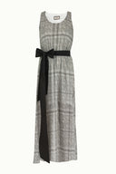 Plaid Belt detail Printed maxi dress 92316