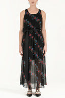 Patterned Belt detail Printed maxi dress 92316