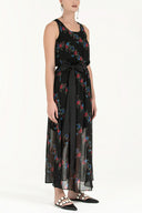 Patterned Belt detail Printed maxi dress 92316