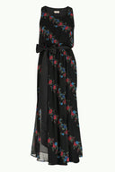 Patterned Belt detail Printed maxi dress 92316