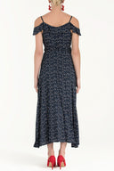 Navy Blue Wrap-over  Printed maxi dress  92322