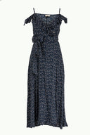 Navy Blue Wrap-over  Printed maxi dress  92322