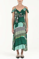 Green Wrap-over  Printed maxi dress  92322
