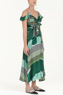 Green Wrap-over  Printed maxi dress  92322