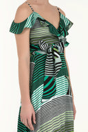 Green Wrap-over  Printed maxi dress  92322