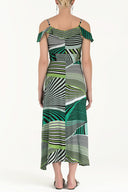 Green Wrap-over  Printed maxi dress  92322