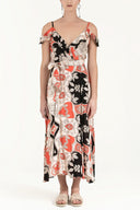 Beige Wrap-over  Printed maxi dress  92322