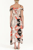 Beige Wrap-over  Printed maxi dress  92322